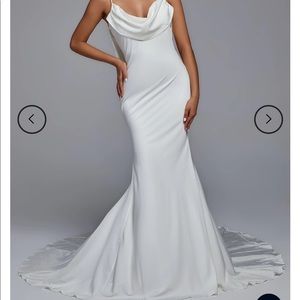Jensen Ivory Draped Back Bridal Gown